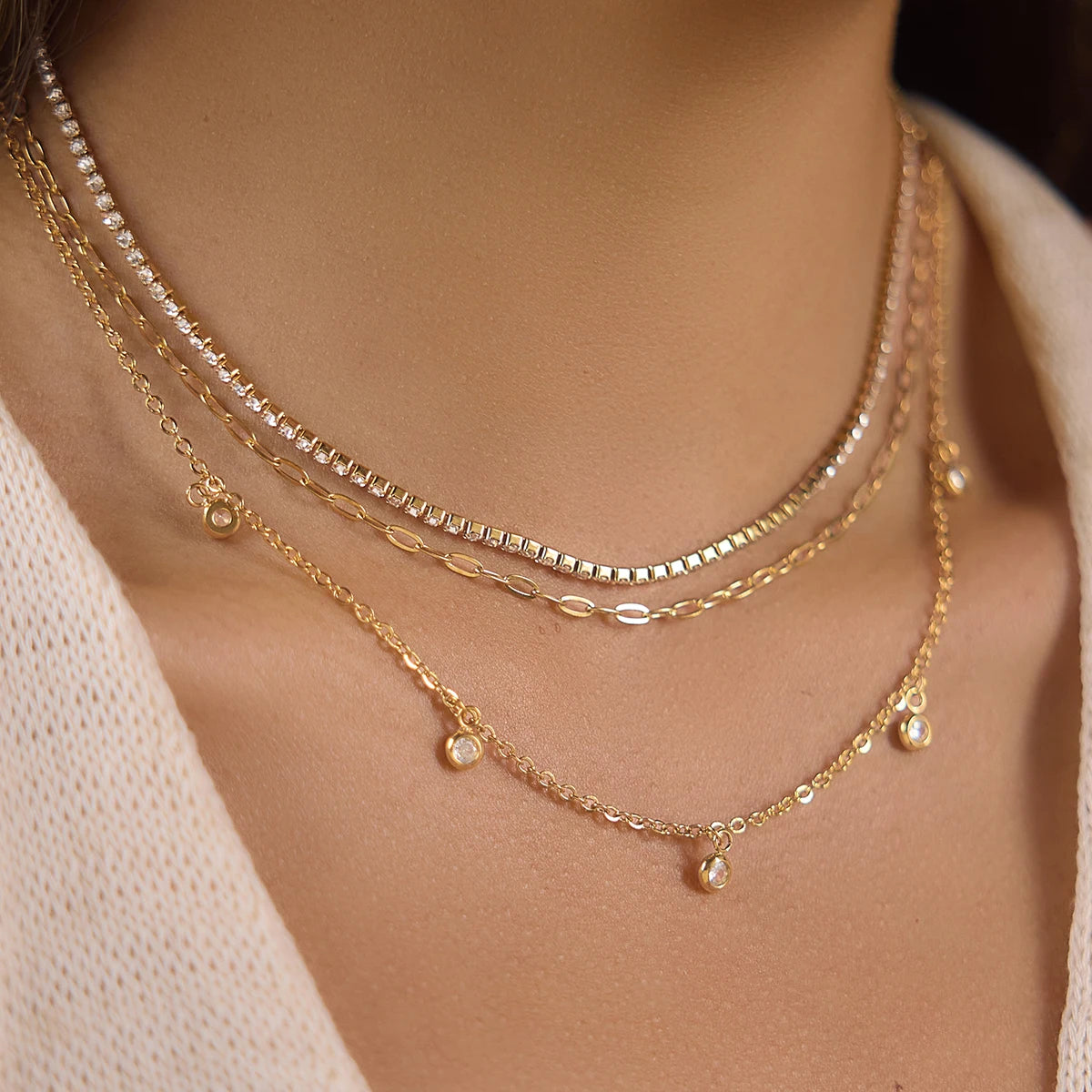 Kikq Classic Three Layered Multi-Layered Necklace