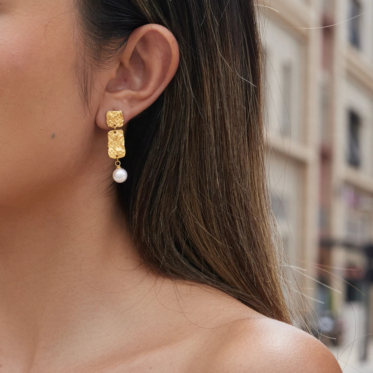 Kika Classic Geometric Drop Earrings 18K Gold PVD Plated Stainless Steel 316L