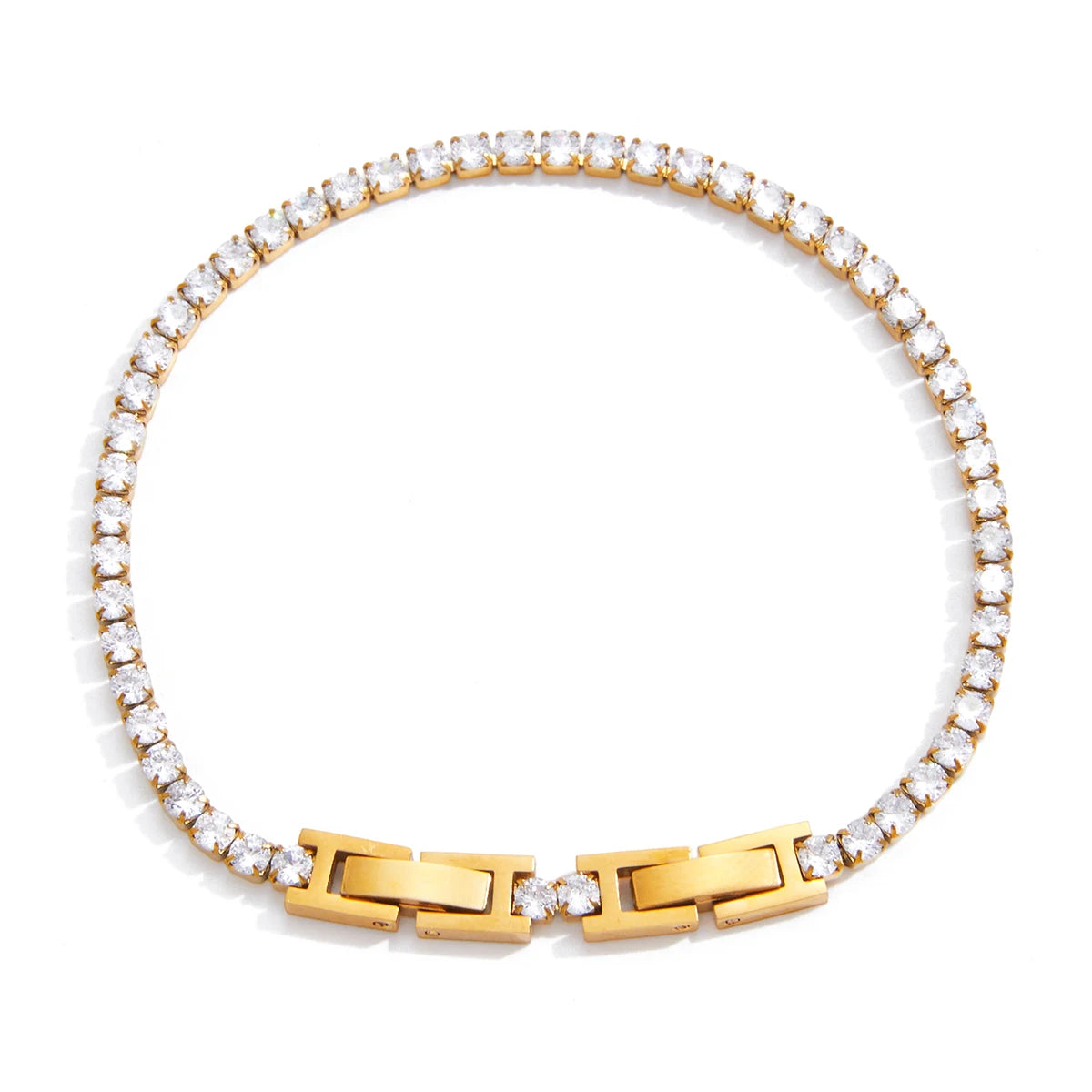 Classic White Round Zircon Tennis Ball Chain Bracelet