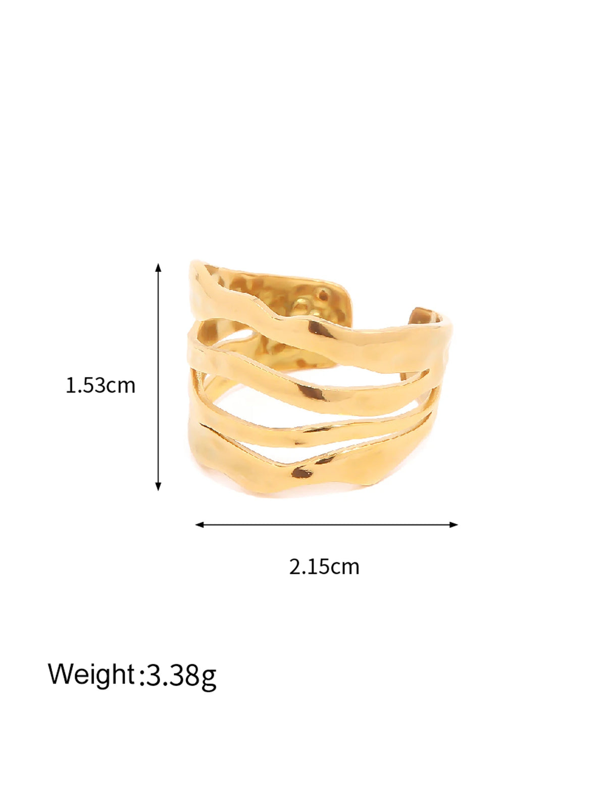 Kika Hip Hop Multi layers Opening 18K Gold Plated Band Finger Ring Fashion Women's Hollow jewelry for women кольца женские