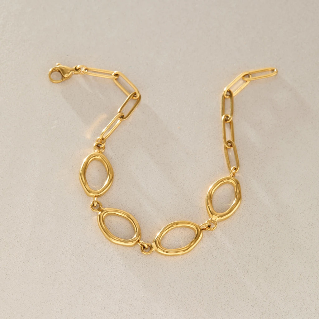 KIKA Classic Geometric Hollow Chain Bracelet For Women Minimalist 18K Gold PVD Plated Stainless Steel Bracelet Fashion Jewelry