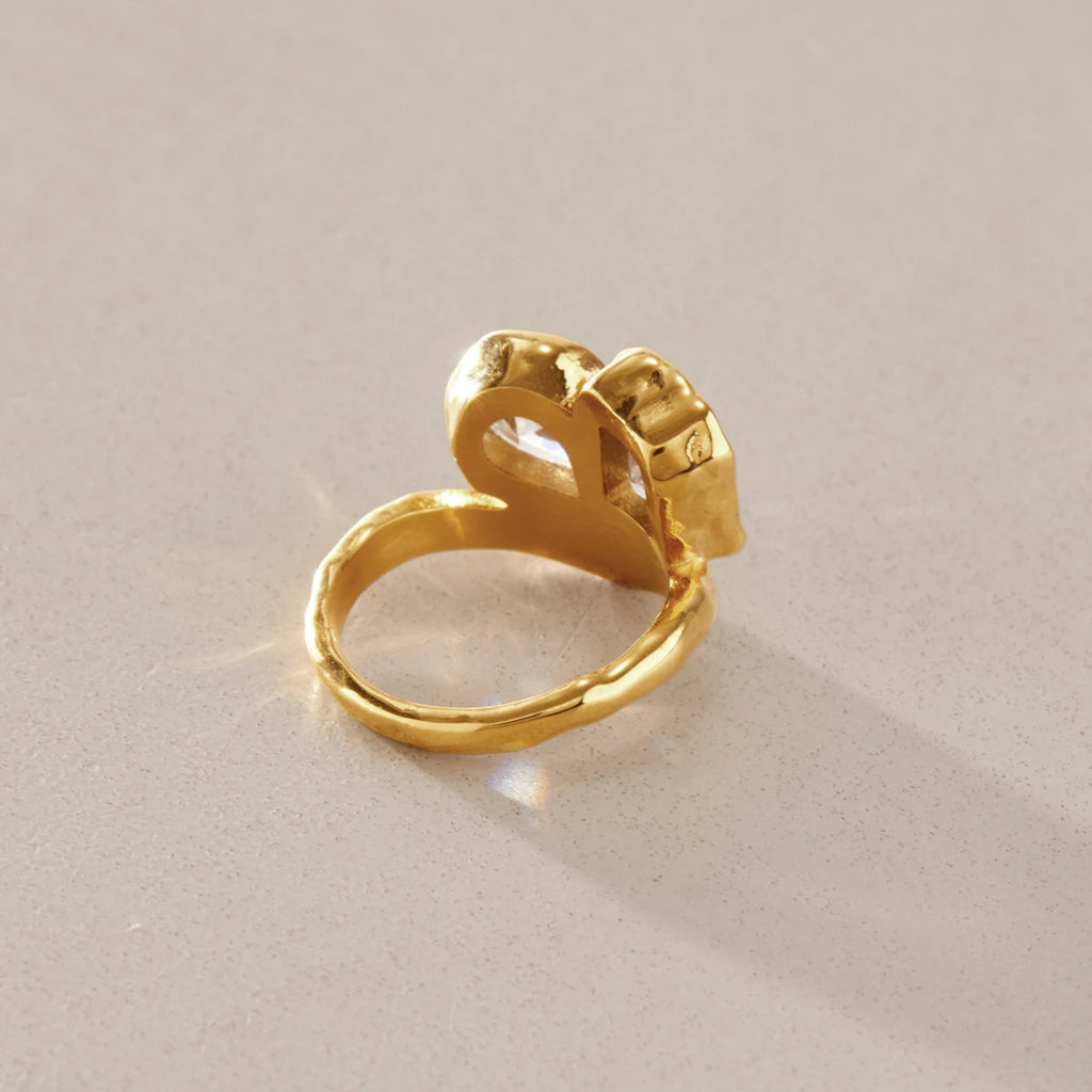 KIKA Water Drop Geometric Zircon Rings For Women Minimalist 18K Gold PVD Plated Stainless Steel 316L