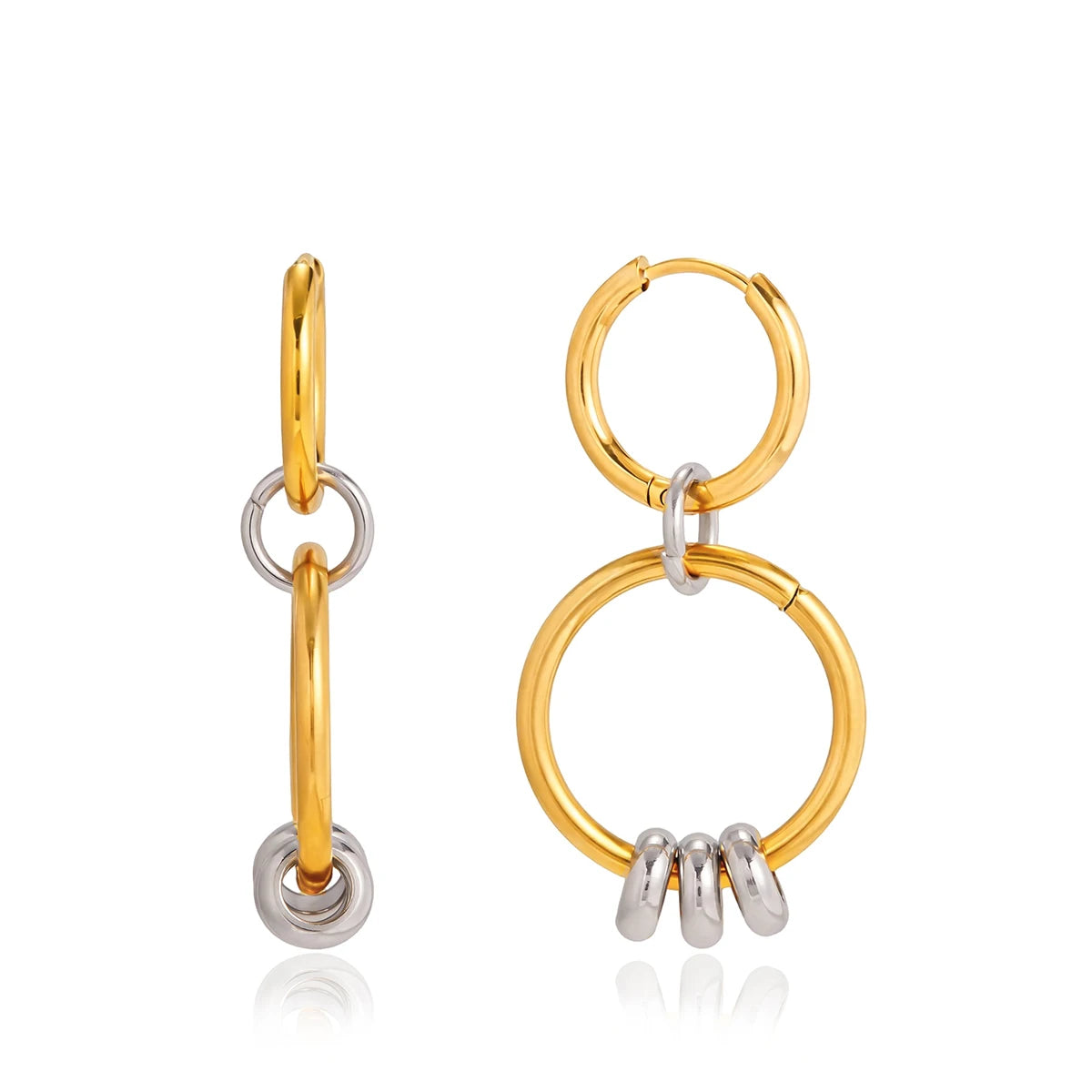 Classic Gold And Silver Color Blocking Multi Ring