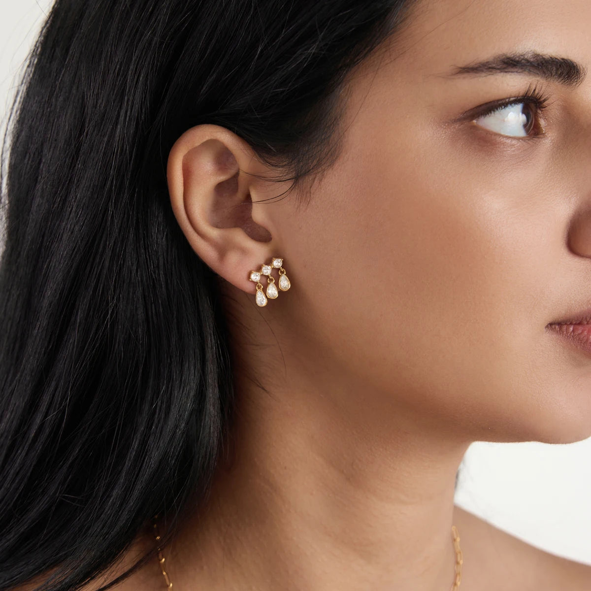 KIKA Delicate Round Water Drop Zircon Earrings For Women 18K Gold PVD Plated Stainless Steel Earrings Fashion Jewelry Gift