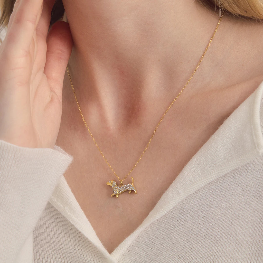 Kika Cute Dachshund Pet Dog Pendant O-Chain Necklace