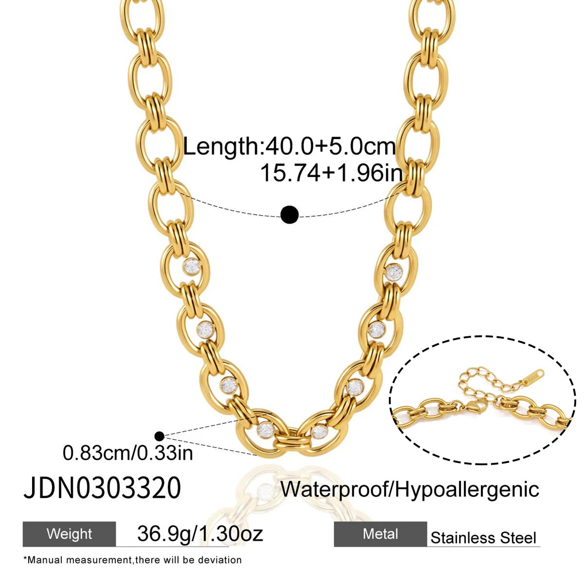 KIka Delicate Zircon Chunky Chain Necklace Bracelet