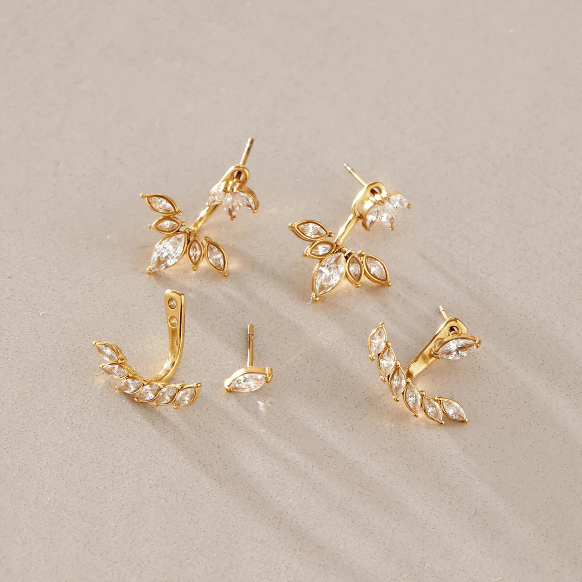 KIKA Delicate Zircon Earring Jackets For Women Front Back 18K Gold PVD Plated Stainless Steel Stud Earrings Fashion Jewelry