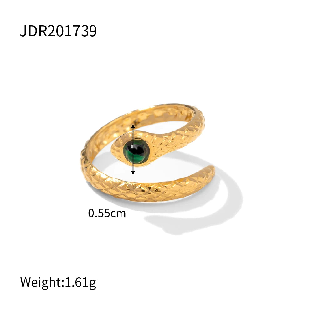 Kika Stainless Steel Natural Stone Green Turquoise Malachite Ring