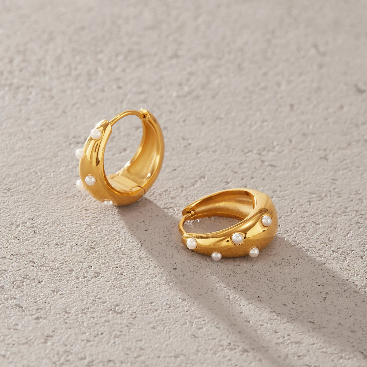Kika Elegant Imitation Pearl Earrings Minimalist 18K Gold PVD Plated Stainless Steel 316L