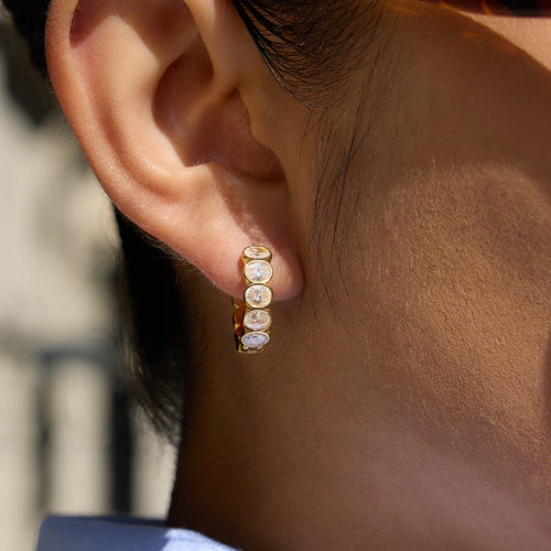 Kika Classic Zircons Filled Earring PVD Plated Stainless Steel 316L