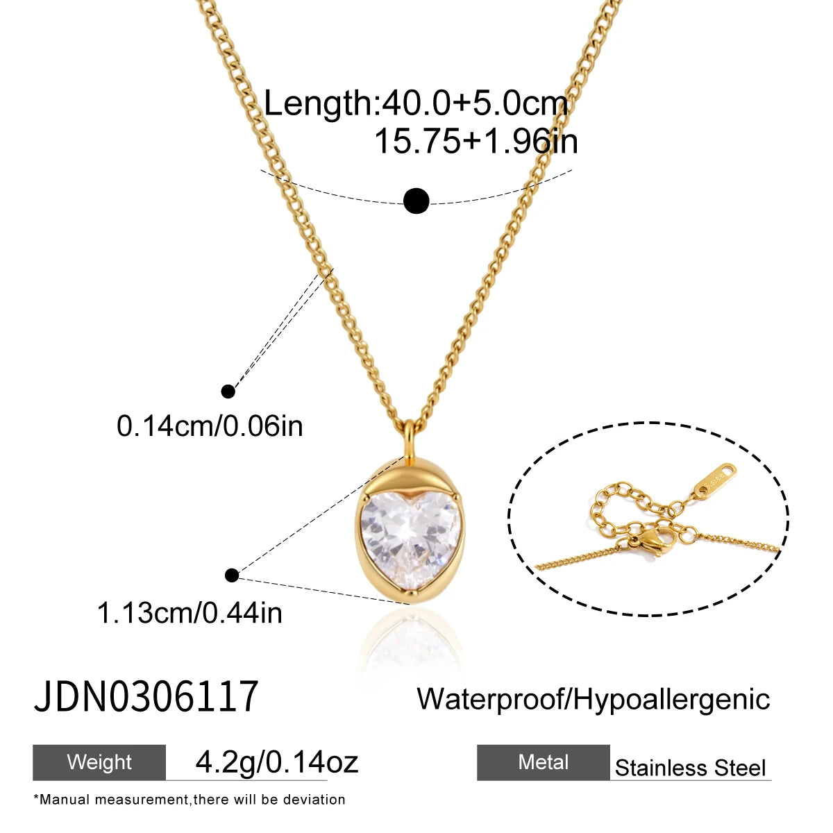 Kika Delicate Zircon Pendant Necklace 18K Gold PVD Plated Stainless Steel 316L