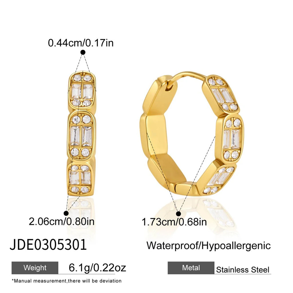 Kika Classic Iced Out Crystal Clip Earrings 18K Gold PVD Plated Stainless Steel 316L