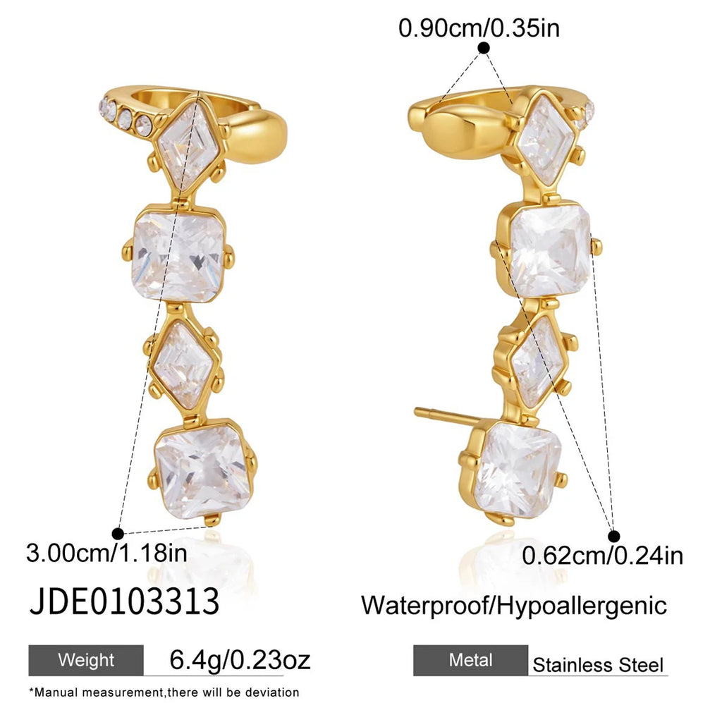 KIKA Classic Geometric Zircon Non-piercing Ear Clip PVD Plated Stainless Steel316L