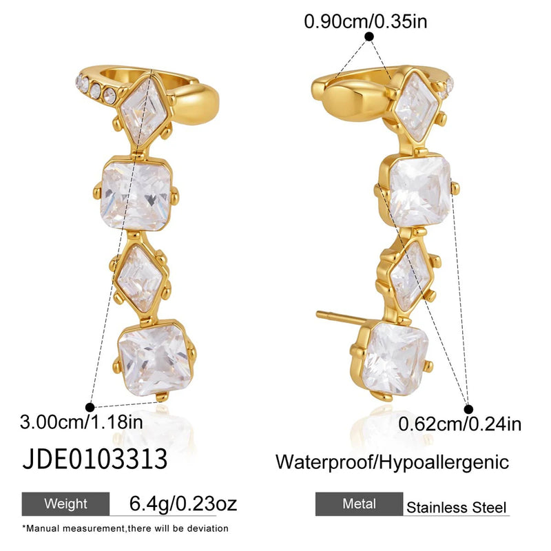 KIKA Classic Geometric Zircon Non-piercing Ear Clip PVD Plated Stainless Steel316L