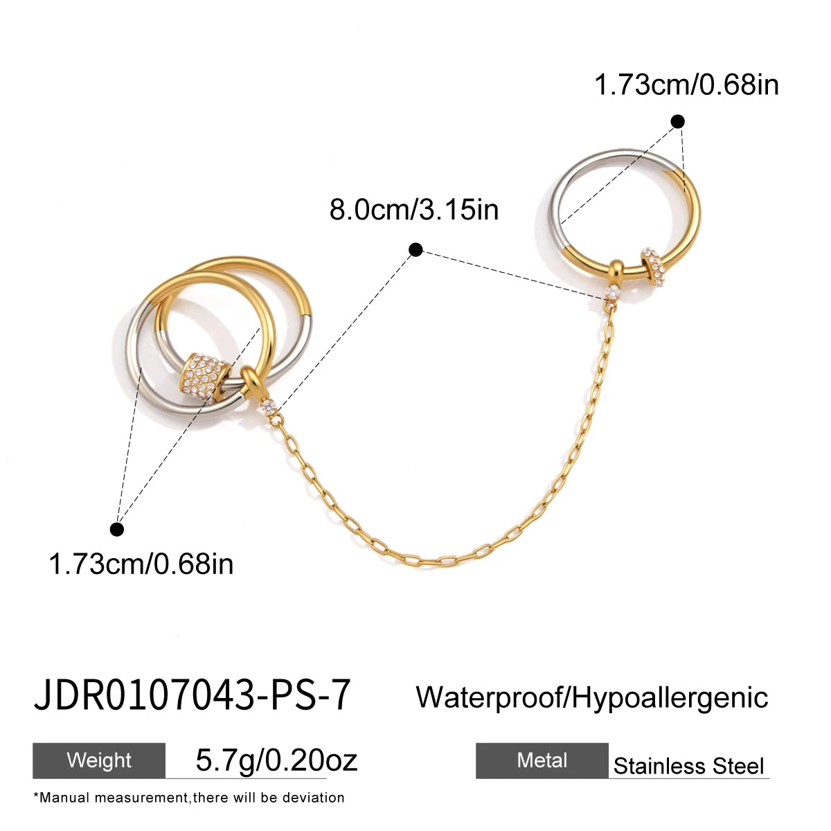 KIKA Delicate Crystal Rings For Women Minimalist 18K Gold PVD Plated Stainless Steel Tassel Rings Fashion Jewelry Gift