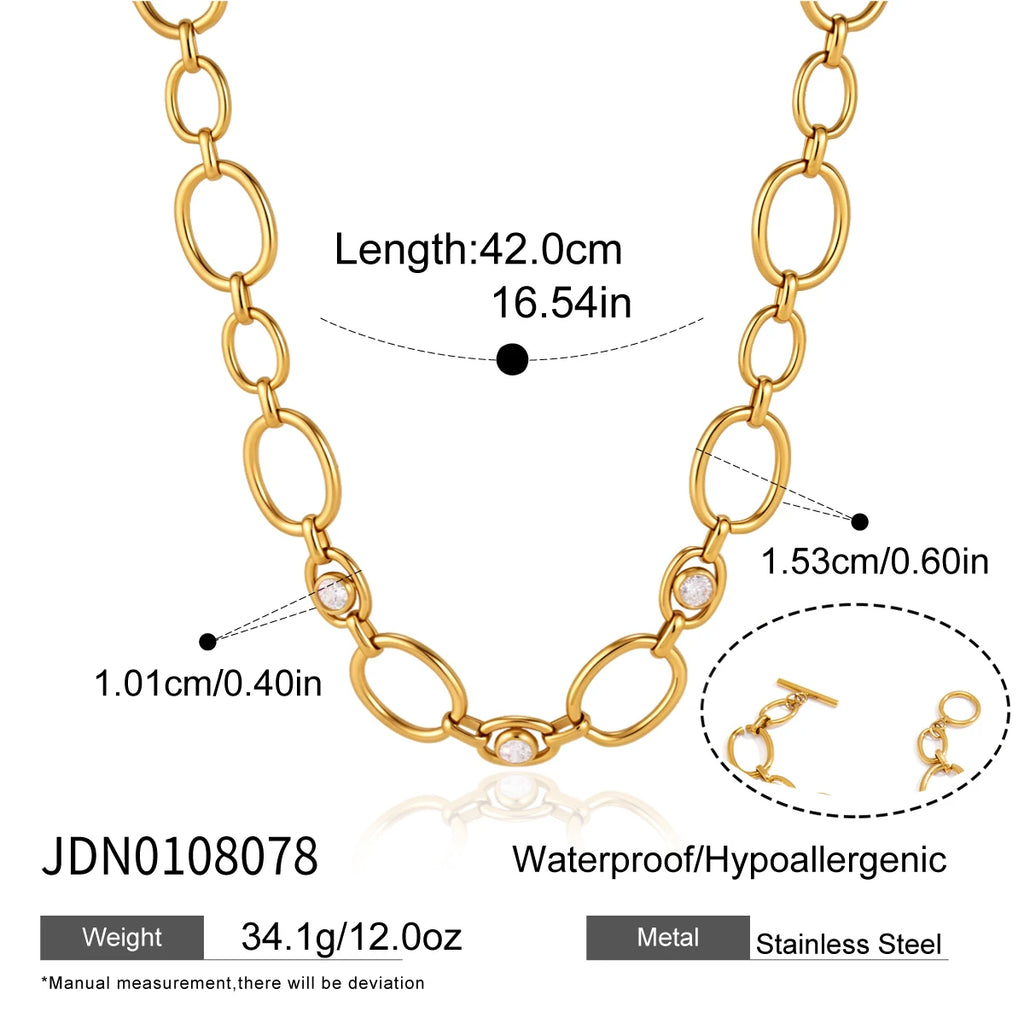 KIKA Classic Zircon Hollow Chain Necklace For Women Minimalist 18K Gold Plated Stainless Steel Necklace Fashion Jewelry Gift