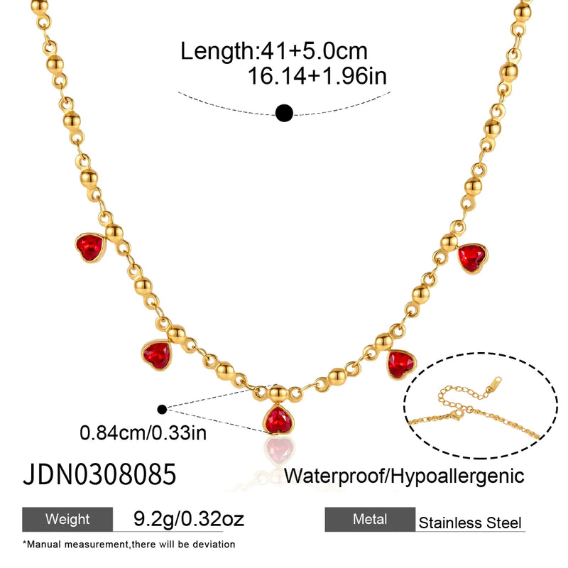 KIKA Water Drop Heart Zircon Pendant Necklace For Women Minimalist 18K Gold Plated Stainless Steel Necklace Fashion Jewelry