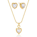 Kika Romantic Heart Zircon Necklace Earrings Jewelry Set 18K Gold PVD Plated Stainless Steel 316L