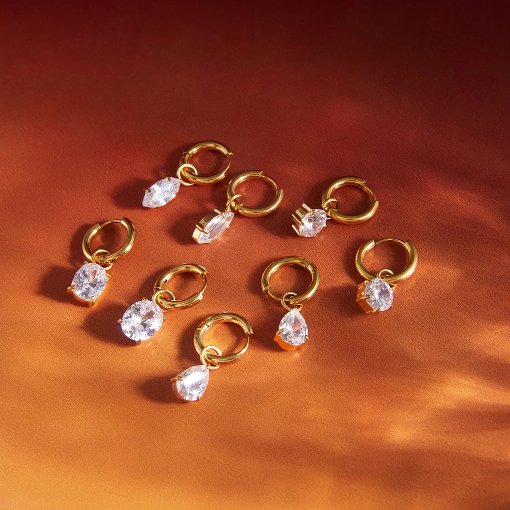 Shiny Cubic Zirconia Drop Earrings