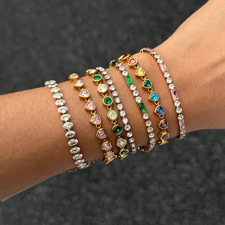 Kika Delicate Zircon Tennis Chain Bracelet 18K Gold PVD Plated Stainless Steel 316L