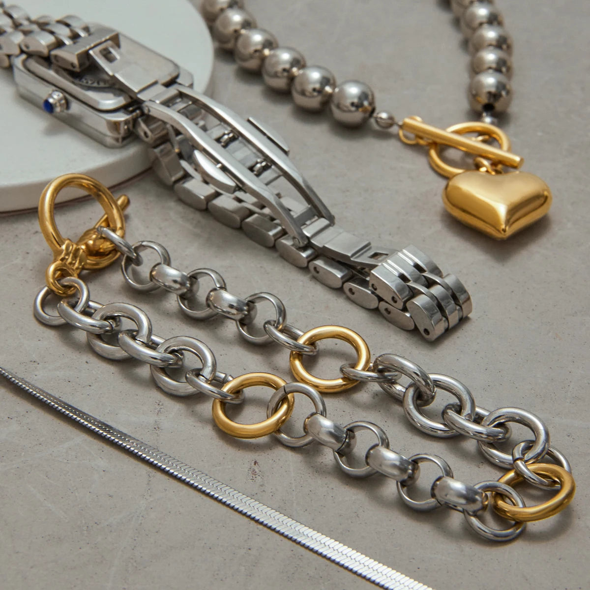 KIKA Stainless Steel 316L PVD Plated Snake Chain Bracelet