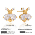 KIKA Classic Personality 18K Gold Color PVD  Plated Inlay White Zircon Bee Earrings Hypoallergenic Stainless Steel 316L