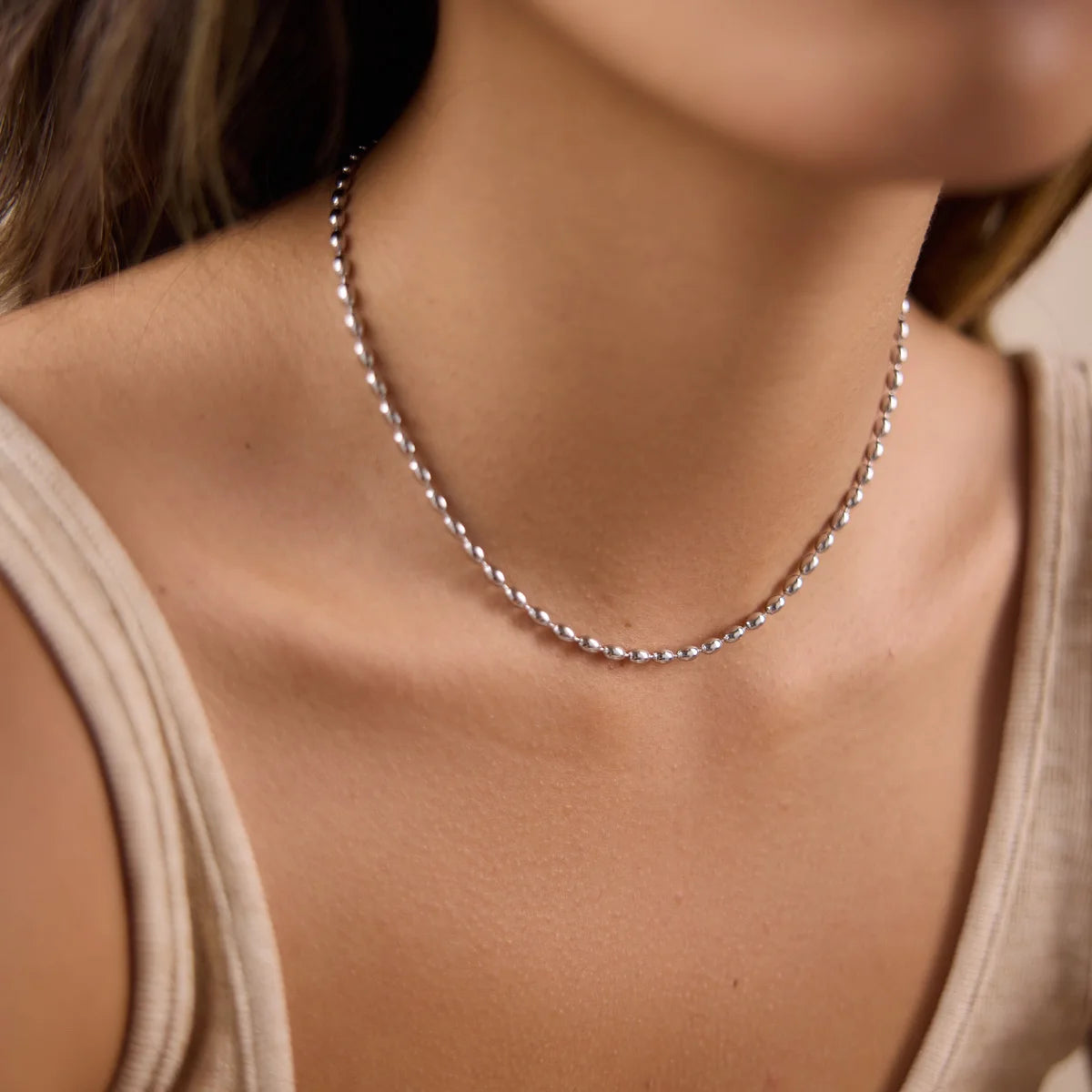 Kika Minimalist Beaded Chain Necklace Bracelet