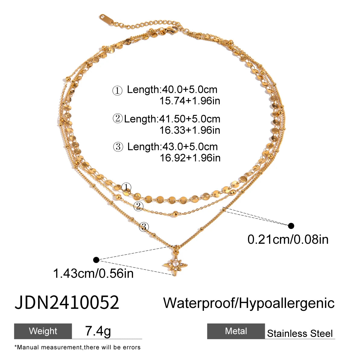 Flat Snake Chain Layer Necklace Stainless Steel Snake Rope Chain