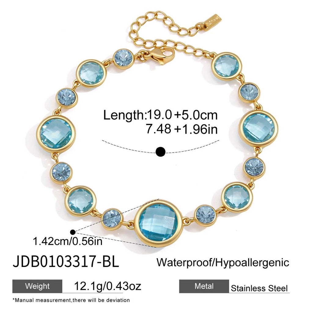 KIKA Elegant Geometric Zircon Glass Bracelet PVD Plated Stainless Steel 316L