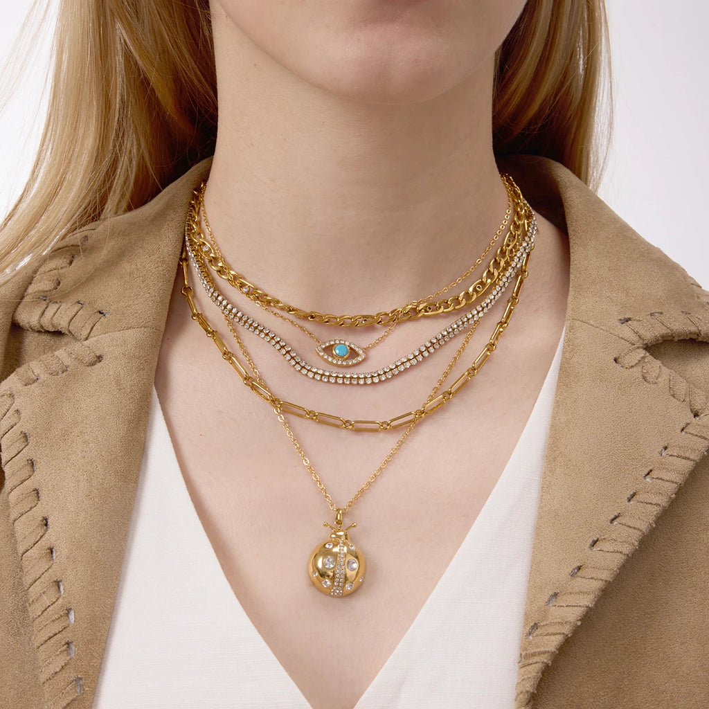Kika White Zircon Ladybird Pendant Necklace