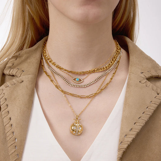 Kika White Zircon Ladybird Pendant Necklace