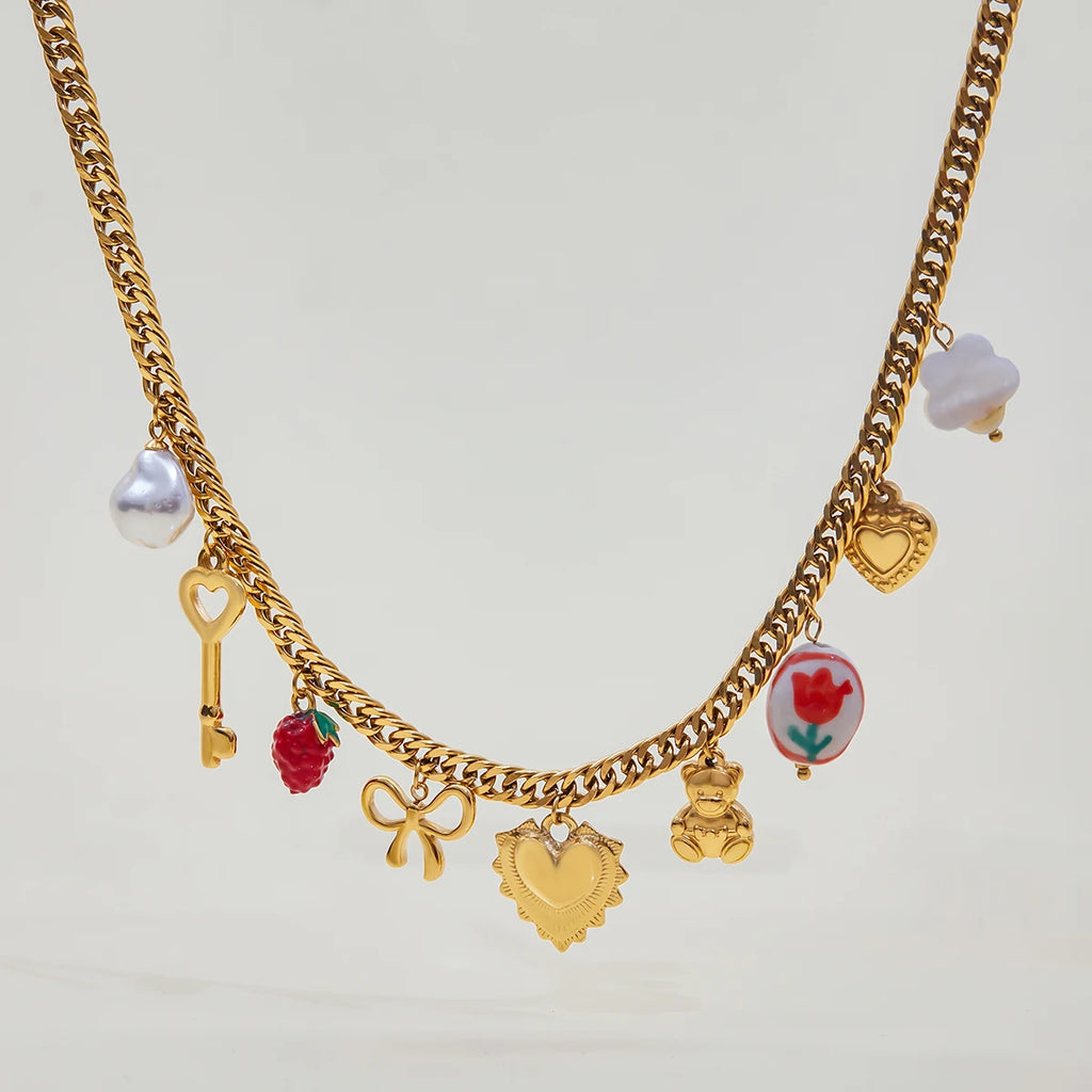 Kika Ocean Vacation Style Ceramic Drip Oil Shell Flower Pendant Necklace