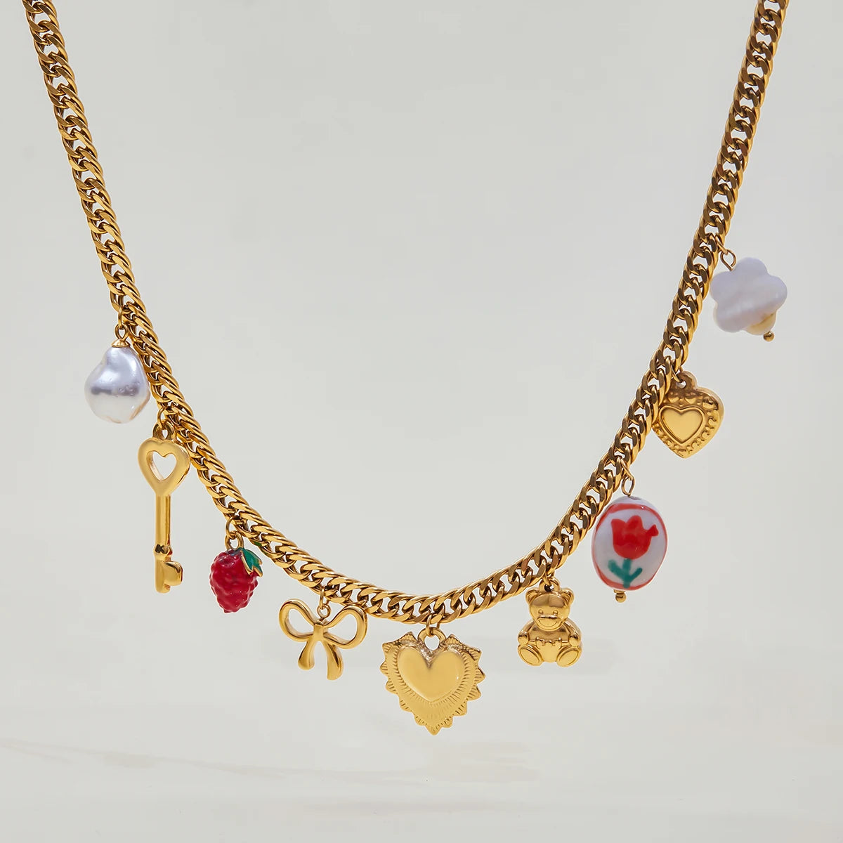 Kika Ocean Vacation Style Ceramic Drip Oil Shell Flower Pendant Necklace