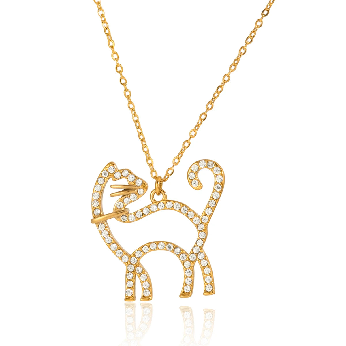 Cute Hug Dog Cat Pet Pendant Rhinestone Necklace