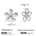 KIKA Stainless Steel 316L PVD Plated Waterproof Unique Smooth Flower Ear Studs AB Hollow Line Flower Earrings