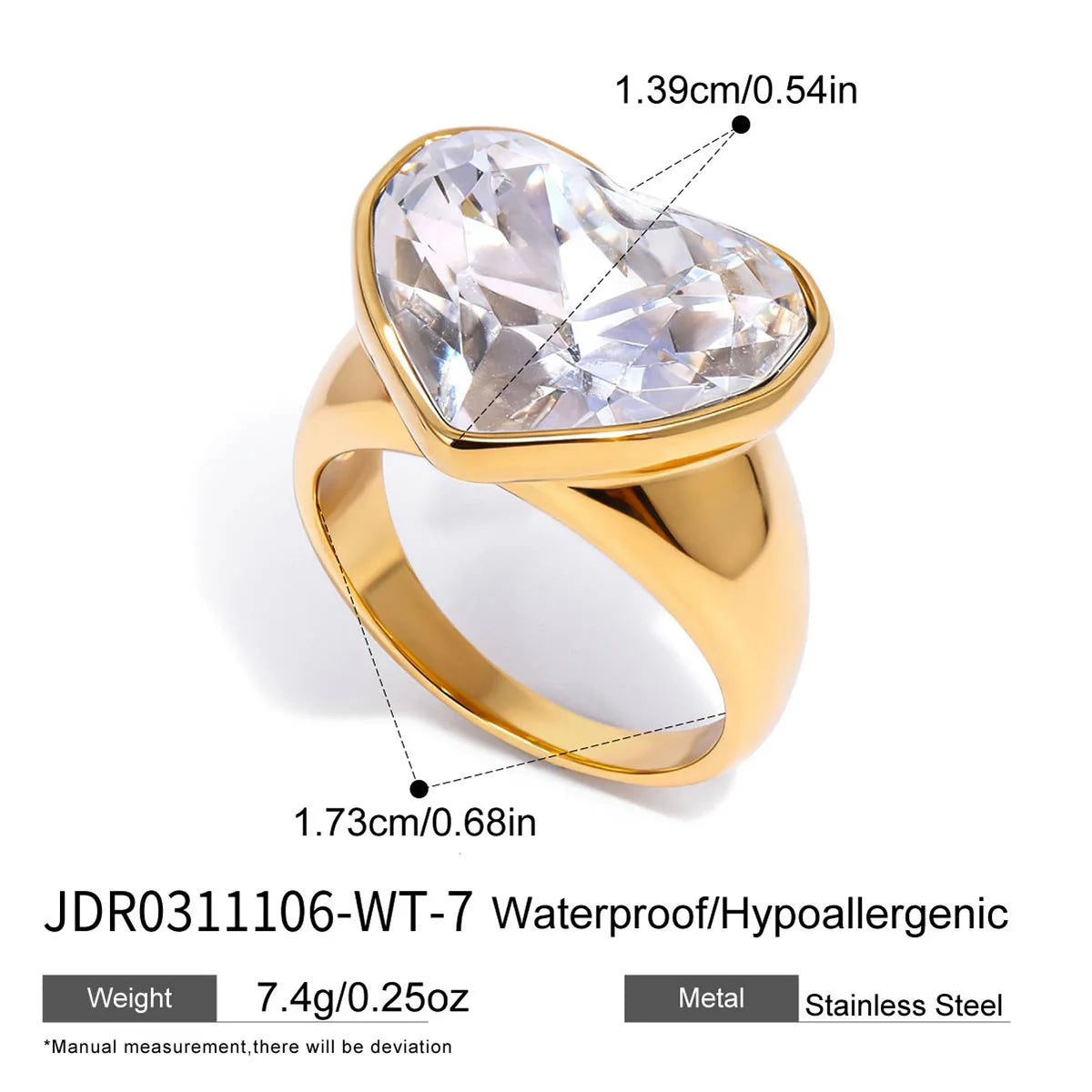 Kika Delicate Geometric Zircon Rings Gold PVD Plated Stainless Steel 316L