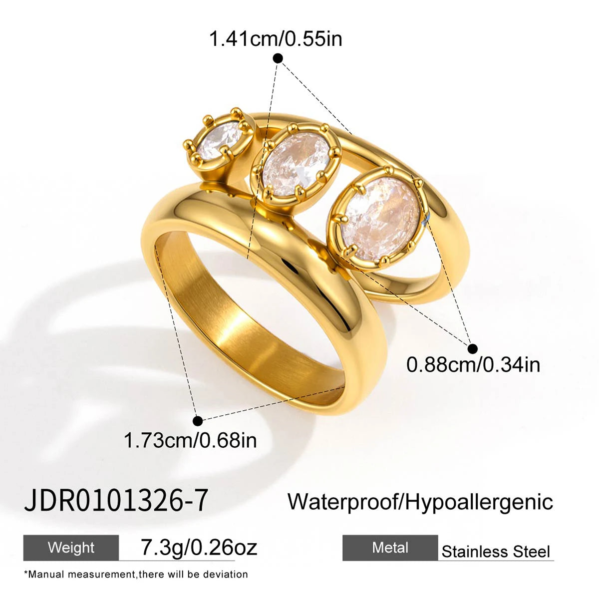 KIKA Delicate Double-Layer Hollow Ring PVD Gold Plated Stainless Steel Rings 316L