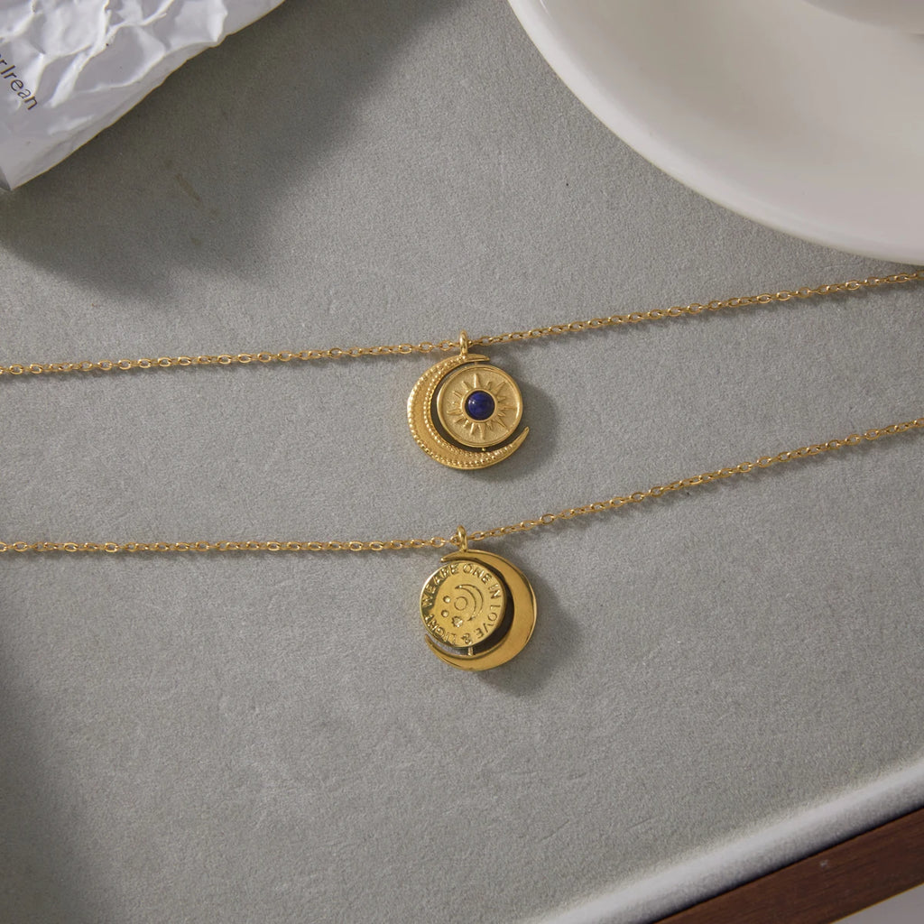 Kika Rotatable Moon Sun Pendant Necklace