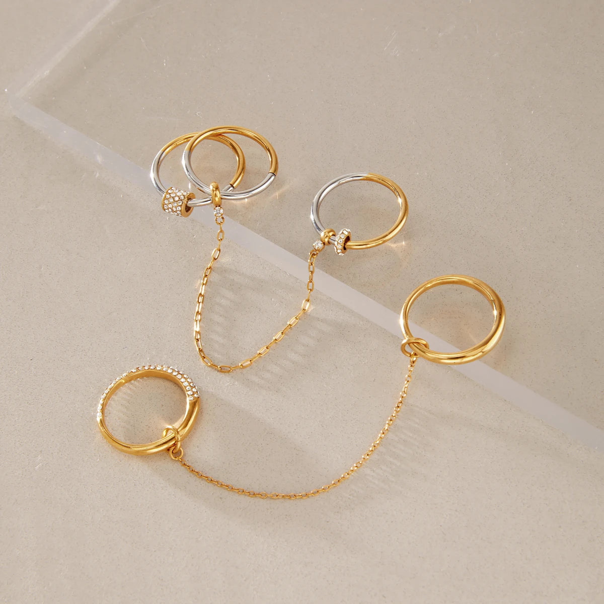 KIKA Delicate Crystal Rings For Women Minimalist 18K Gold PVD Plated Stainless Steel Tassel Rings Fashion Jewelry Gift