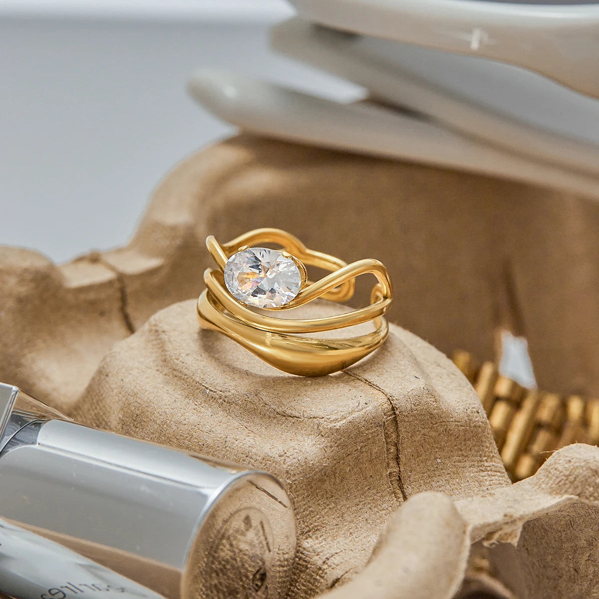 Kika Minimalist Geometric Stackable Ringsw Rings