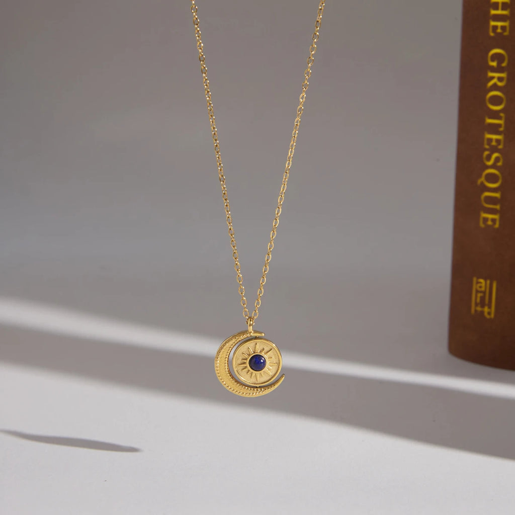 Kika Rotatable Moon Sun Pendant Necklace