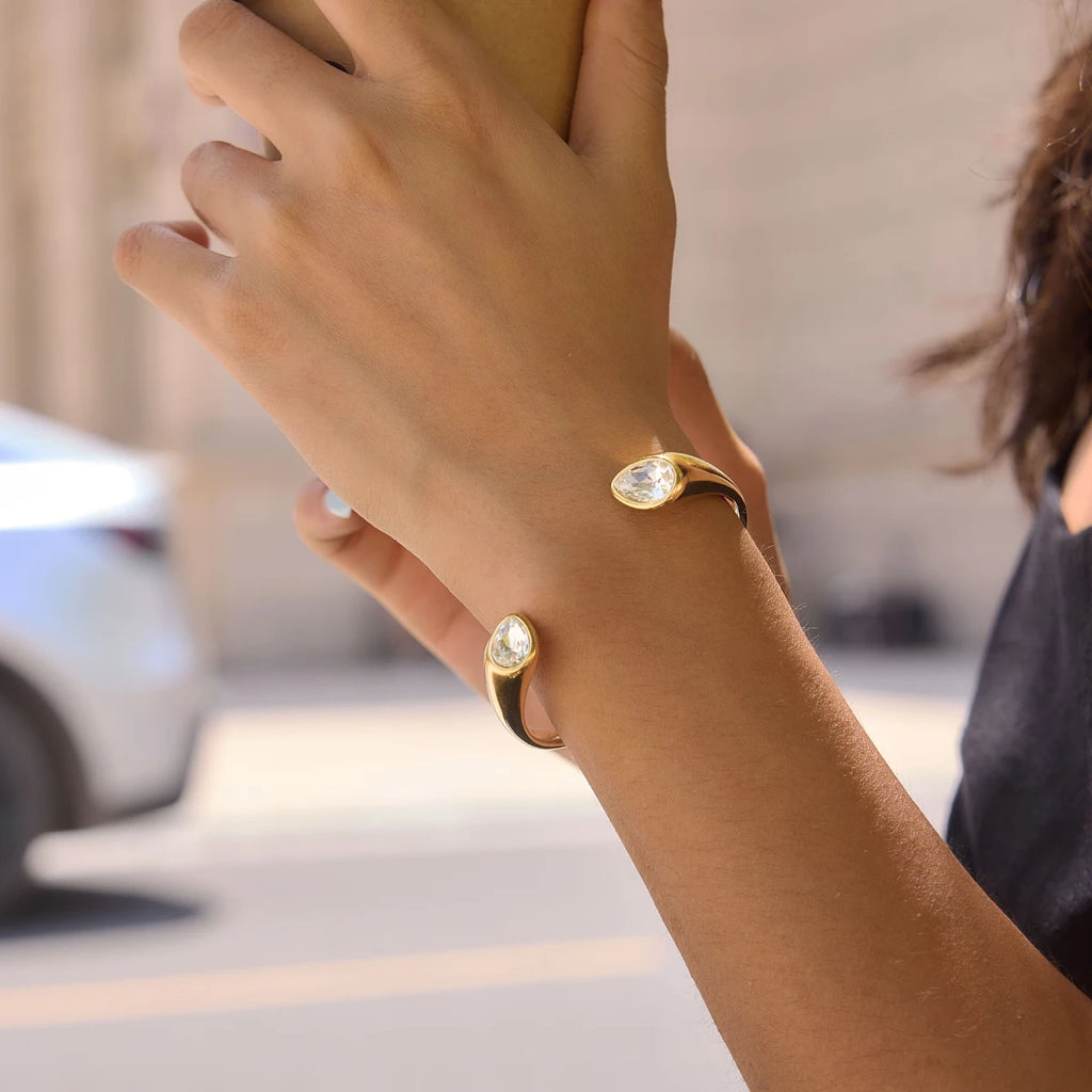 Kika Elegant Geometric Crystal Cuff Bracelet