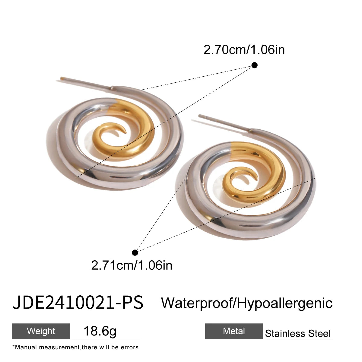 Minimalist Two tone Stainless Steel Thread Irregular Round Earrings