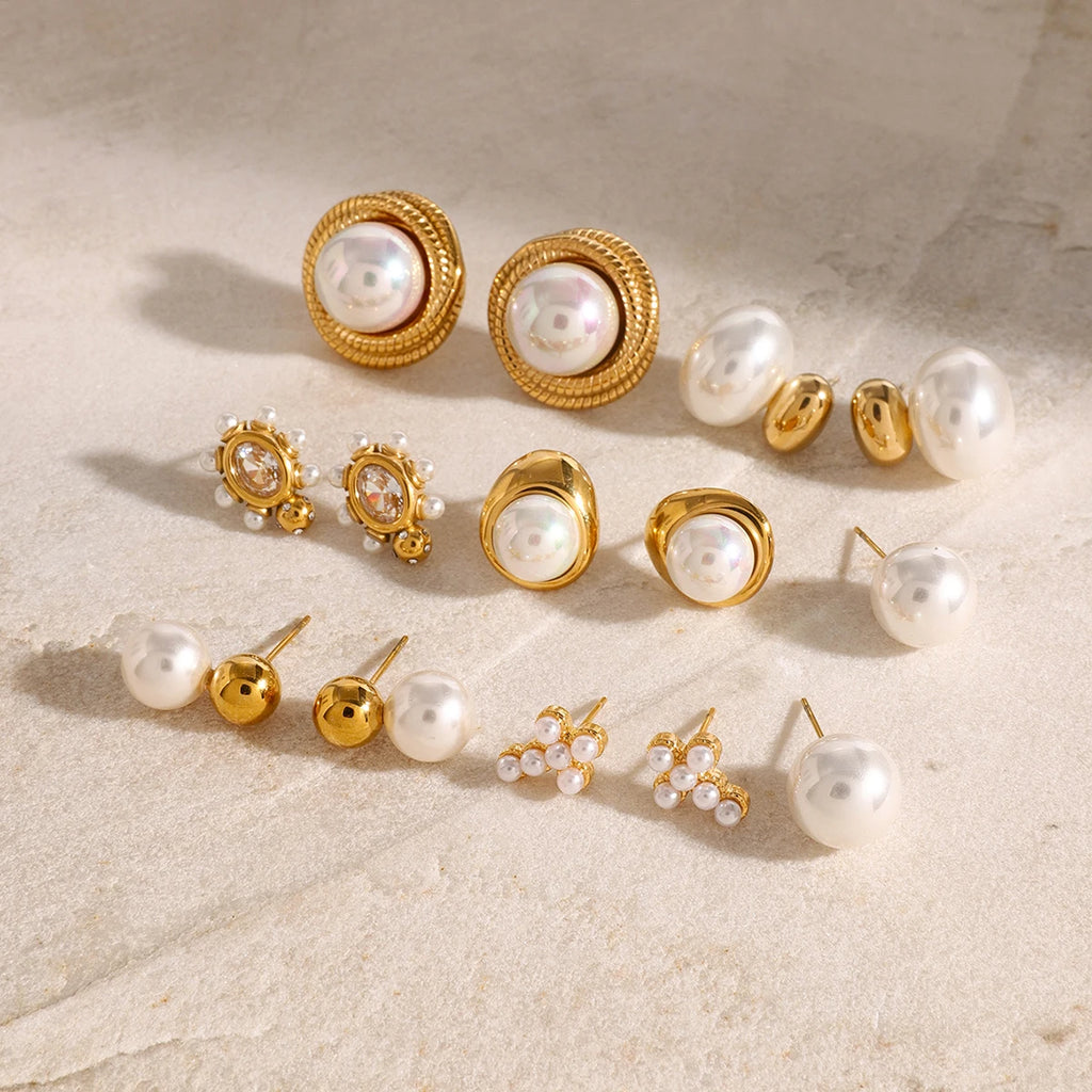 KIKA High Quality Imitation Pearls Drop Stainless Steel 316L Golden
