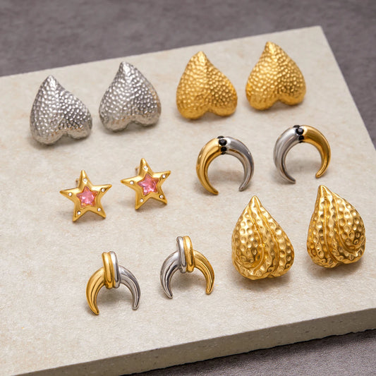 Stainless Steel Texture Ear Studs Irregular Earrings