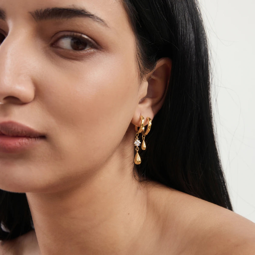 KIKA Square Zircon Water Drop Earrings For Women Minimalist 18K Gold PVD Plated Stainless Steel Earrings Fashion Jewelry Gift