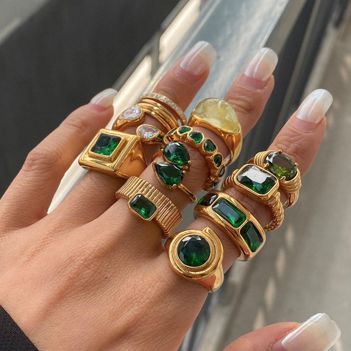 Kika Retro Green Zircon Ring