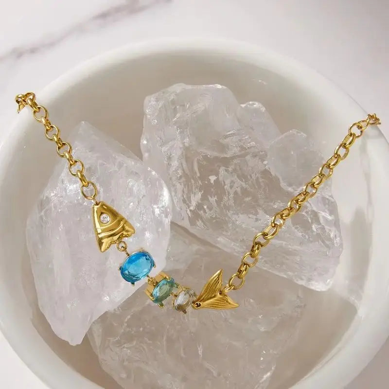 Kika Shiny Blue Gradient Fish Egg Shaped Zircon Bracelet