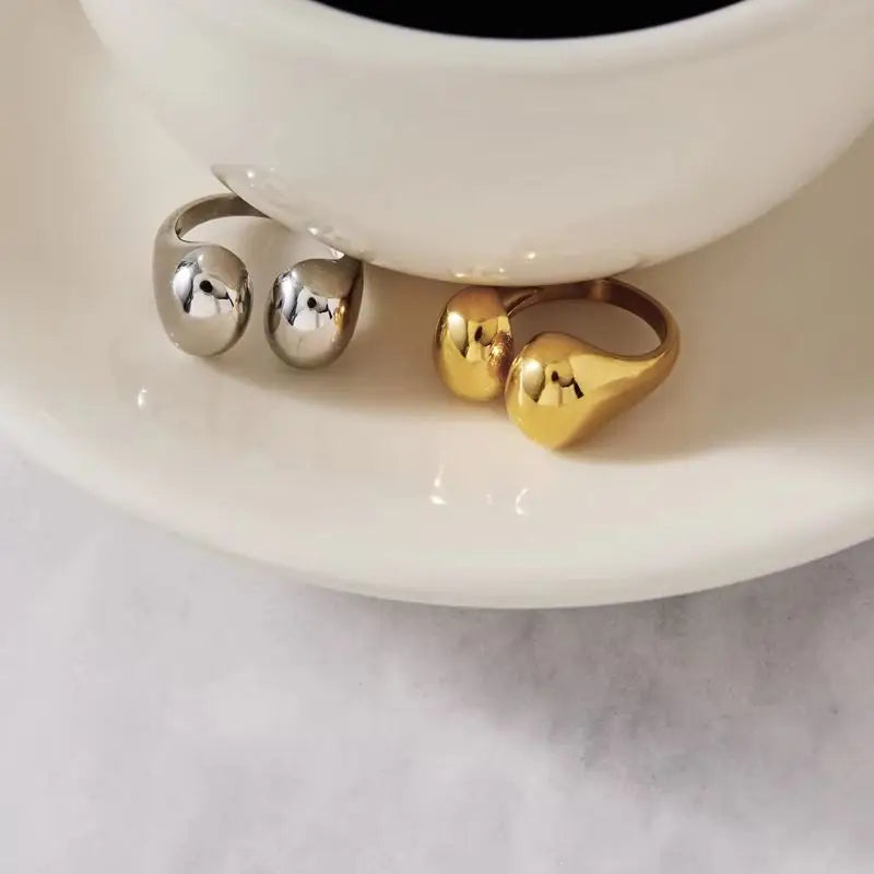 KIKA Minimalism Smooth Open Ring PVD Gold Plated Stainless Steel 316L