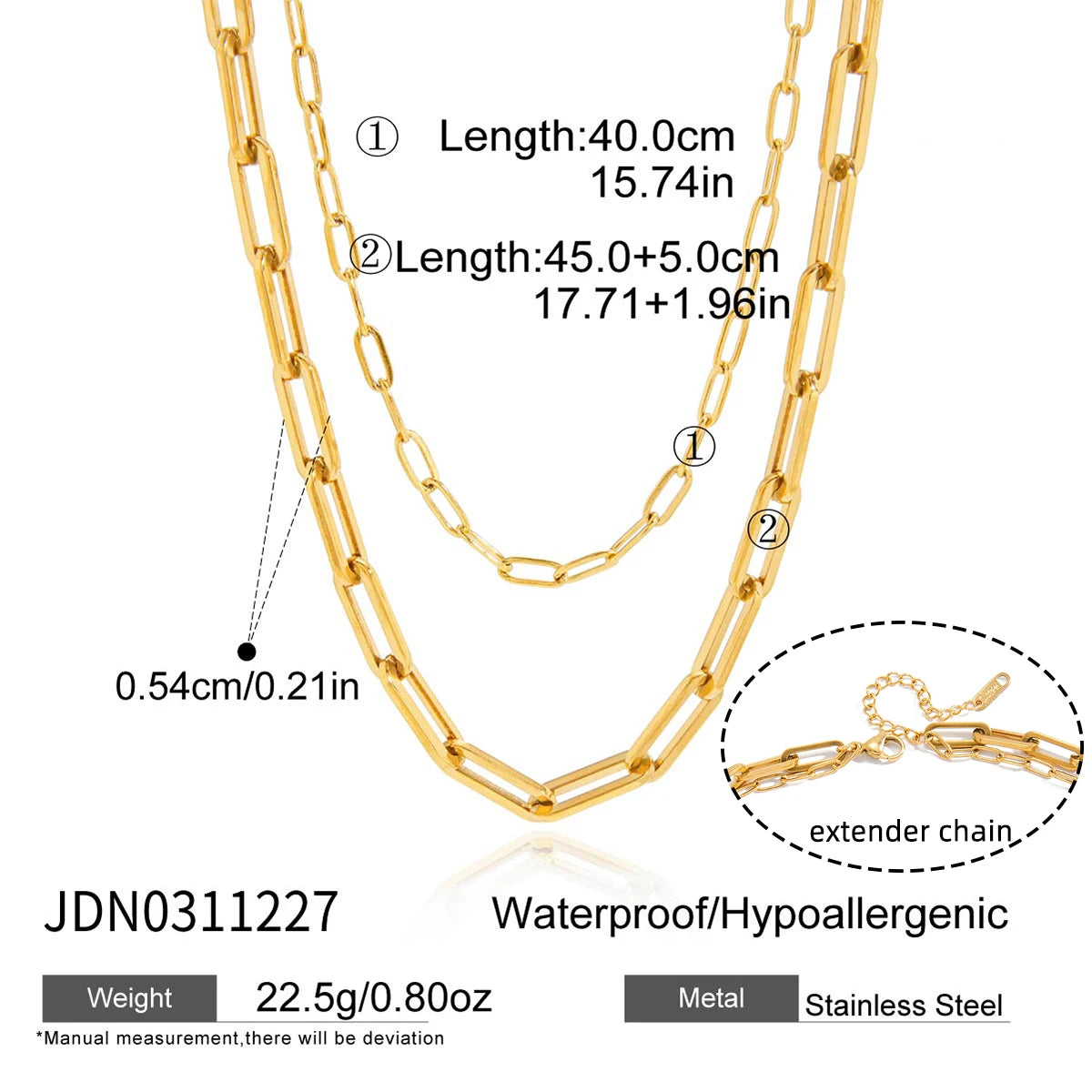 Kika Paper Clip Chain Double Layered Necklace